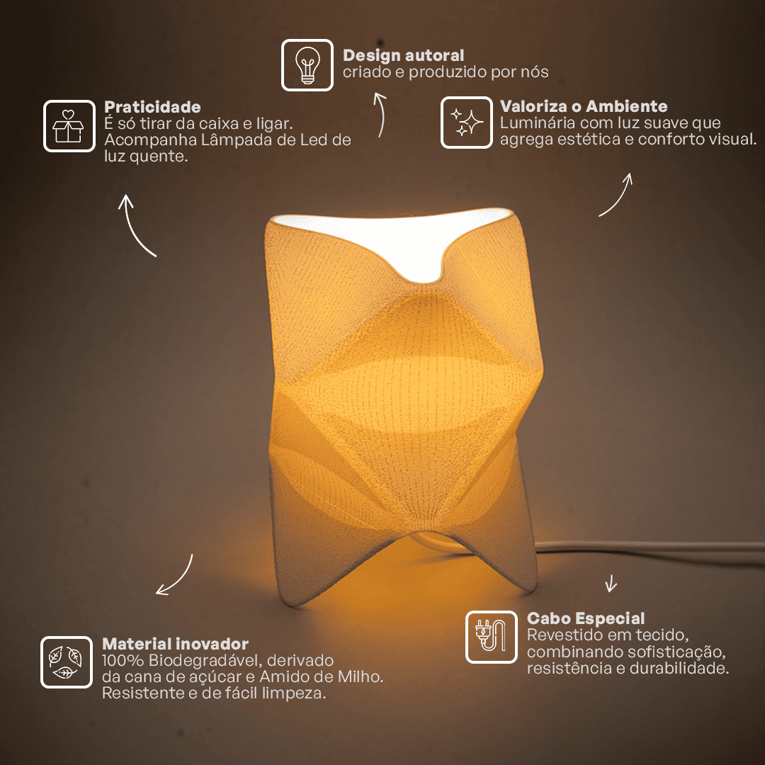Origami Mini Table Lamp lit