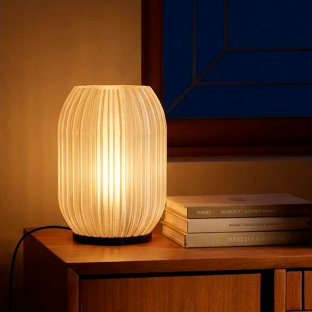 Honeycomb Table Lamp Translucent lit at night