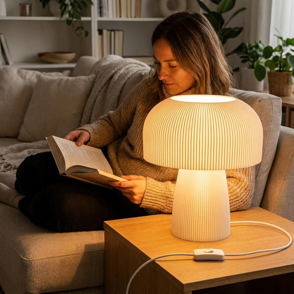 Super Mushroom Table Lamp lit